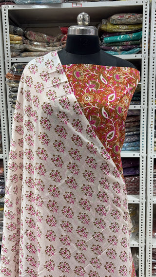 Handblock Cotton Suit Material with Cotton Dupatta