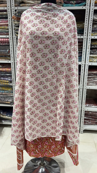 Handblock Cotton Suit Material with Cotton Dupatta