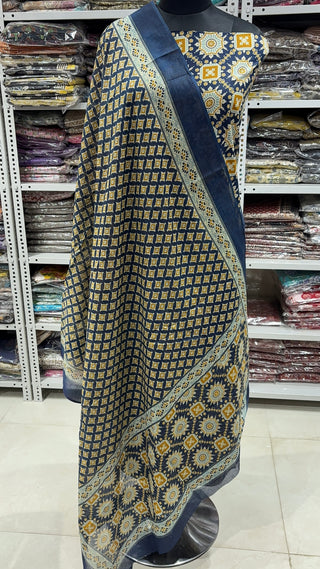 Handblock Cotton Suit Material with Cotton Dupatta