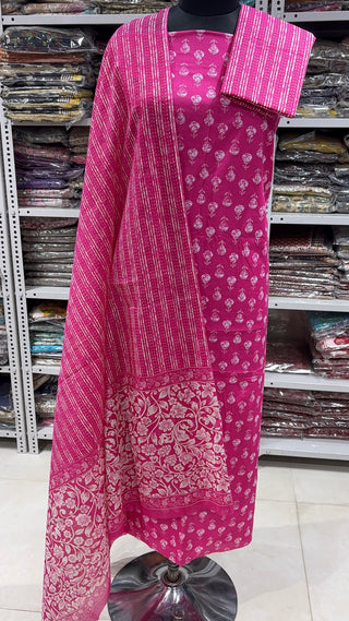 Handblock Cotton Suit Material with Cotton Dupatta