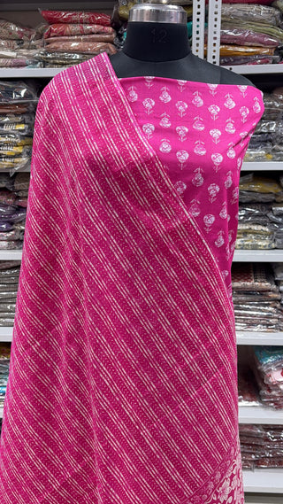 Handblock Cotton Suit Material with Cotton Dupatta