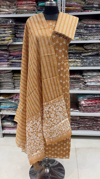 Handblock Cotton Suit Material with Cotton Dupatta