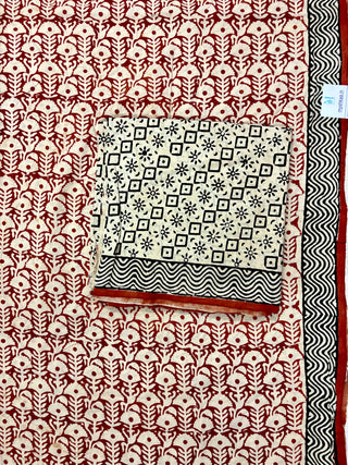 Cotton Handblock Office Wear Suit fabric with Kota Doria Dupatta