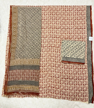 Cotton Handblock Office Wear Suit fabric with Kota Doria Dupatta