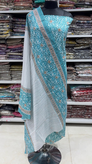 Handblock Cotton Suit Material with Cotton Dupatta