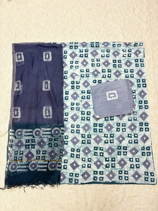 Cotton Handblock Office Wear Suit fabric with Kota Doria Dupatta