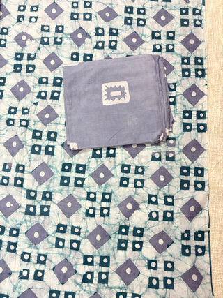 Cotton Handblock Office Wear Suit fabric with Kota Doria Dupatta