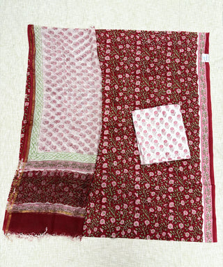 Cotton Handblock Office Wear Suit fabric with Kota Doria Dupatta