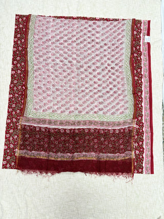 Cotton Handblock Office Wear Suit fabric with Kota Doria Dupatta