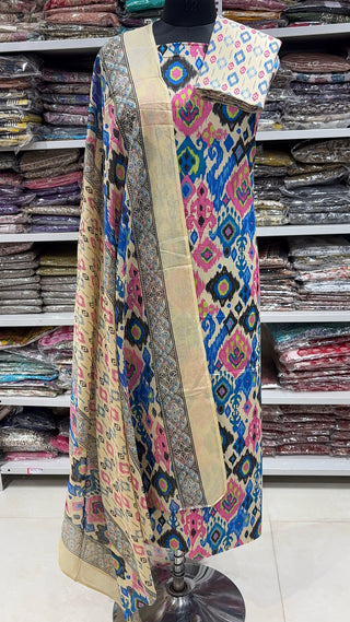 Handblock Cotton Suit Material with Cotton Dupatta