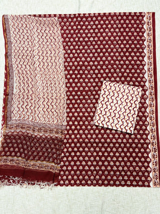 Cotton Handblock Office Wear Suit fabric with Kota Doria Dupatta