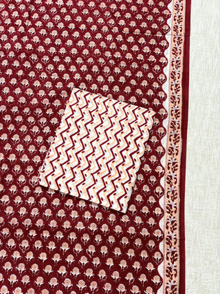 Cotton Handblock Office Wear Suit fabric with Kota Doria Dupatta
