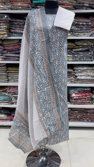 Handblock Cotton Suit Material with Cotton Dupatta