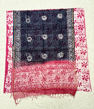 Cotton Handblock Office Wear Suit fabric with Kota Doria Dupatta