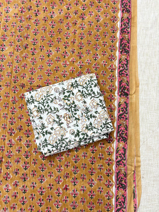 Cotton Handblock Office Wear Suit fabric with Kota Doria Dupatta