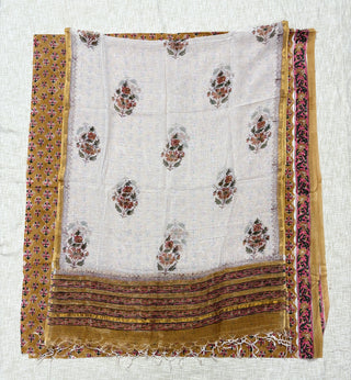 Cotton Handblock Office Wear Suit fabric with Kota Doria Dupatta