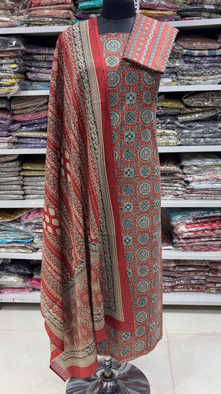 Handblock Cotton Suit Material with Cotton Dupatta