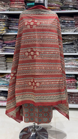 Handblock Cotton Suit Material with Cotton Dupatta