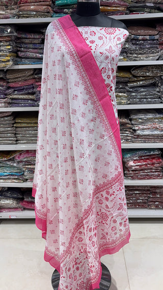Handblock Cotton Suit Material with Cotton Dupatta