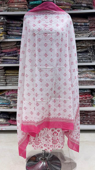 Handblock Cotton Suit Material with Cotton Dupatta