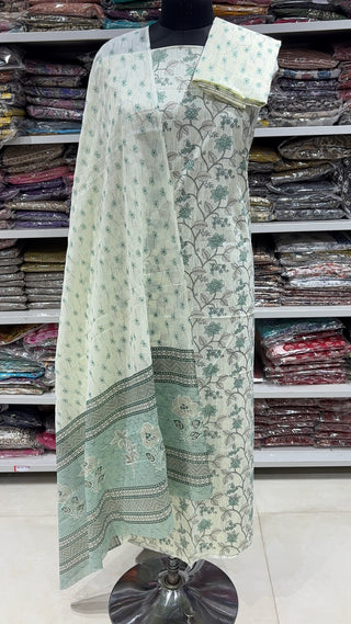 Handblock Cotton Suit Material with Cotton Dupatta