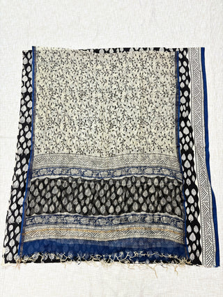 Black color Handblock Office Wear Suit fabric with Kota doria Dupatta