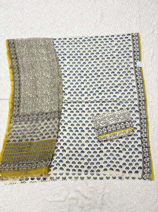 Handblock Cotton Suit Material with Kota Doria Dupatta