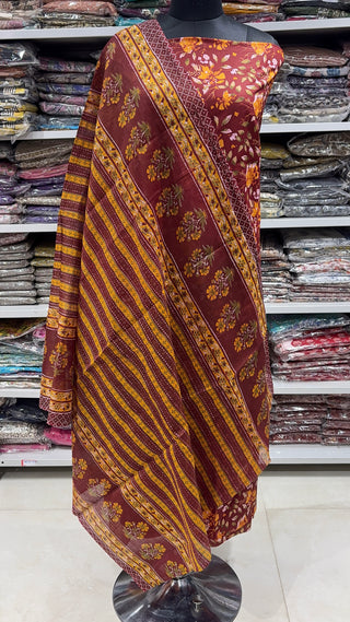 Handblock Cotton Suit Material with Cotton Dupatta