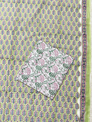 Cotton Handblock Office Wear Suit fabric with Kota Doria Dupatta