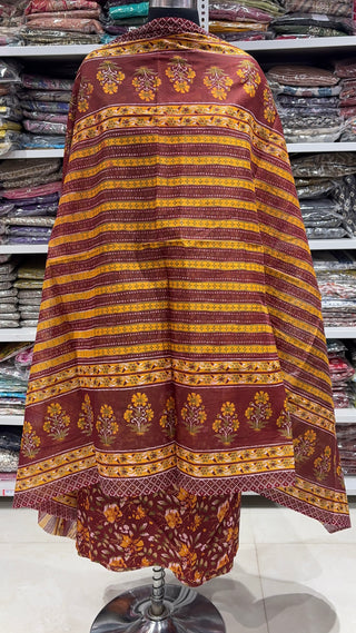 Handblock Cotton Suit Material with Cotton Dupatta