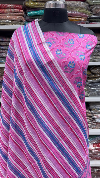 Handblock Cotton Suit Material with Cotton Dupatta