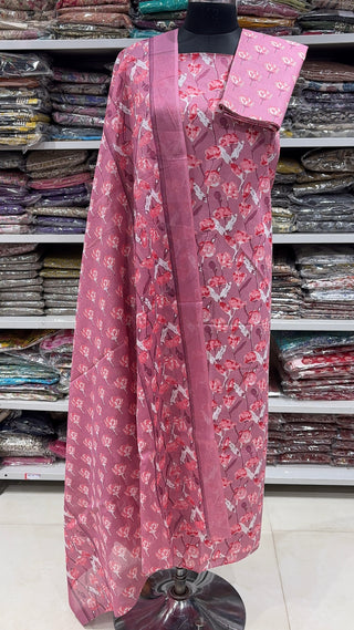 Handblock Cotton Suit Material with Cotton Dupatta