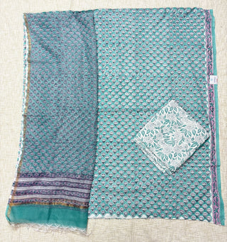 Cotton Handblock Office Wear Suit fabric with Kota Doria Dupatta