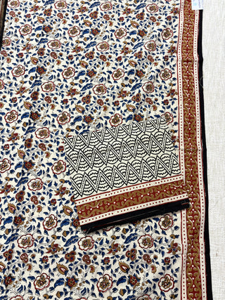 Handblock Cotton Suit Material with Kota Doria Dupatta