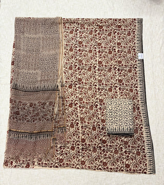 Cotton Handblock Office Wear Suit fabric with Kota Doria Dupatta