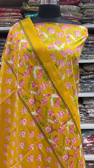 Handblock Cotton Suit Material with Cotton Dupatta