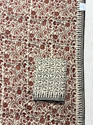 Cotton Handblock Office Wear Suit fabric with Kota Doria Dupatta