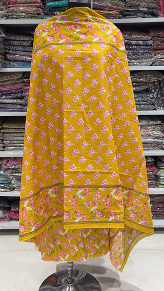 Handblock Cotton Suit Material with Cotton Dupatta