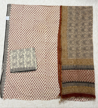 Cotton Handblock Office Wear Suit fabric with Kota Doria Dupatta