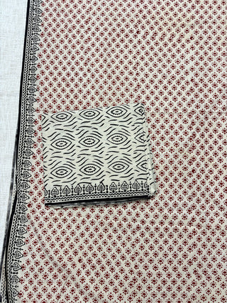 Cotton Handblock Office Wear Suit fabric with Kota Doria Dupatta