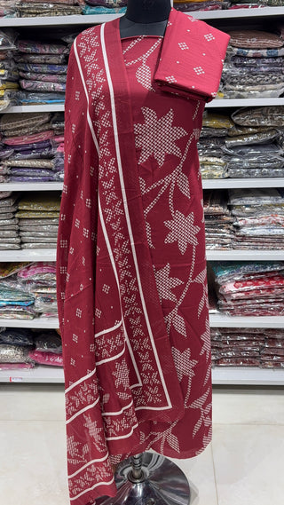 Handblock Cotton Suit Material with Cotton Dupatta