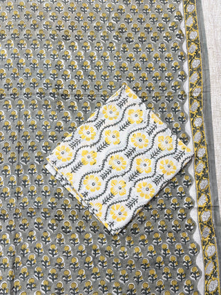 Cotton Handblock Office Wear Suit fabric with Kota Doria Dupatta