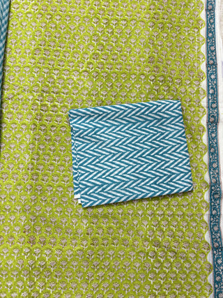 Cotton Handblock Office Wear Suit fabric with Kota Doria Dupatta