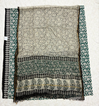 Green Cotton Handblock Office Wear Suit fabric with Kota Doria Dupatta