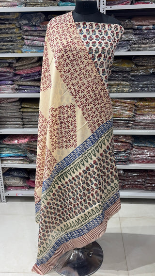 Handblock Cotton Suit Material with Cotton Dupatta