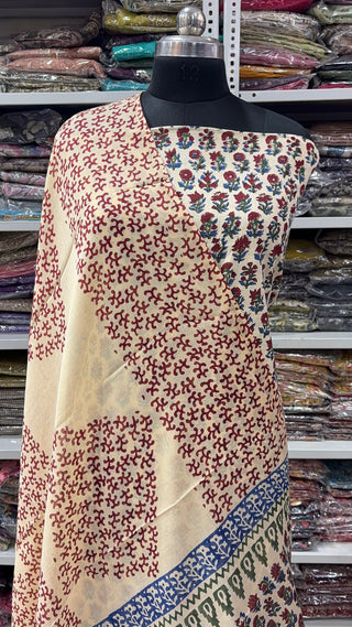 Handblock Cotton Suit Material with Cotton Dupatta