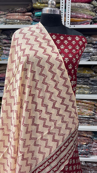 Handblock Cotton Suit Material with Cotton Dupatta