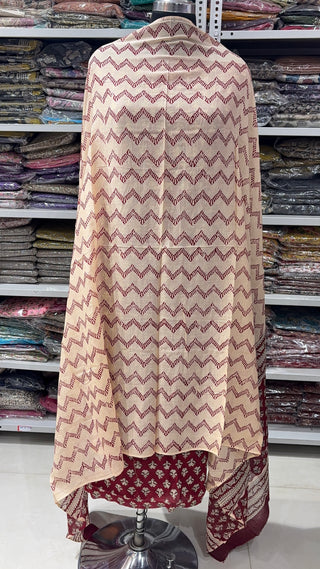 Handblock Cotton Suit Material with Cotton Dupatta