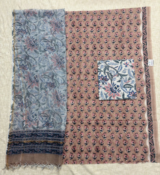 Peach Cotton Handblock Office Wear Suit fabric with Kota Doria Dupatta
