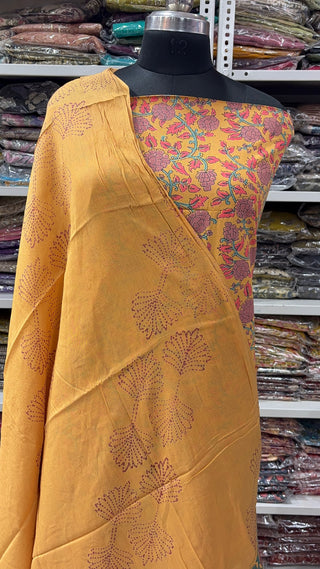 Handblock Cotton Suit Material with Cotton Dupatta